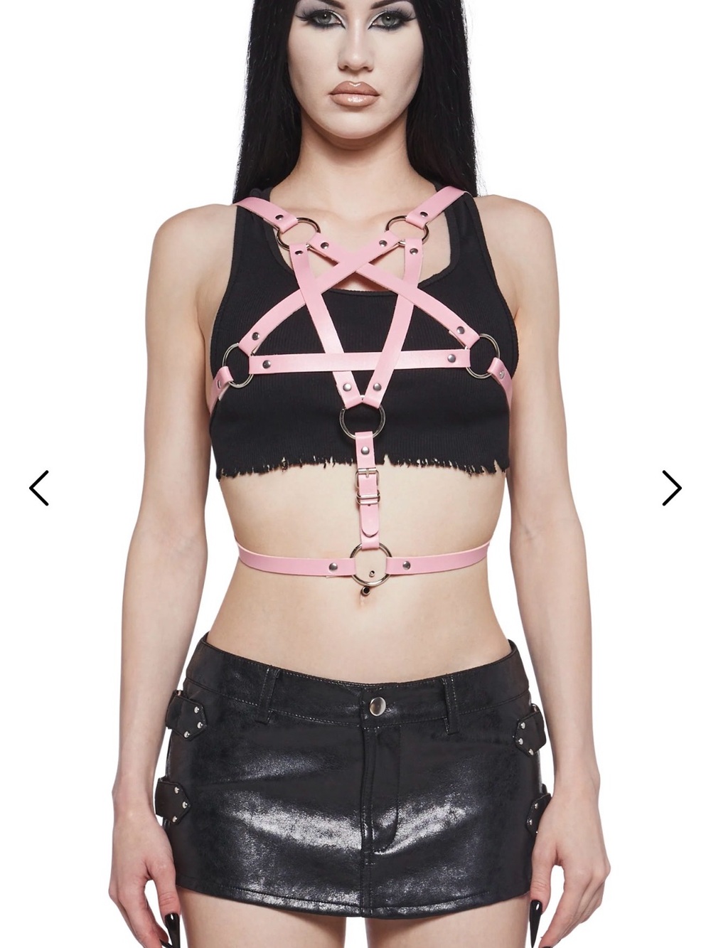 NWOT Dolls Kill Widow Vegan Leather Pink Pentagram Harness Top